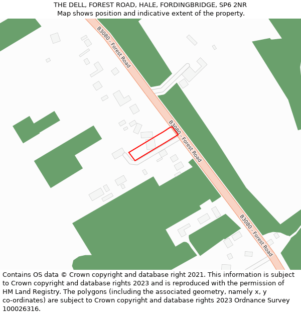 THE DELL, FOREST ROAD, HALE, FORDINGBRIDGE, SP6 2NR: Location map and indicative extent of plot