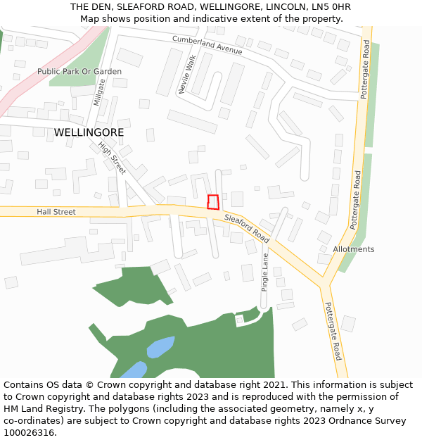 THE DEN, SLEAFORD ROAD, WELLINGORE, LINCOLN, LN5 0HR: Location map and indicative extent of plot