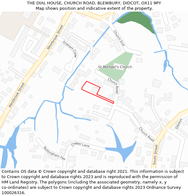 THE DIAL HOUSE, CHURCH ROAD, BLEWBURY, DIDCOT, OX11 9PY: Location map and indicative extent of plot