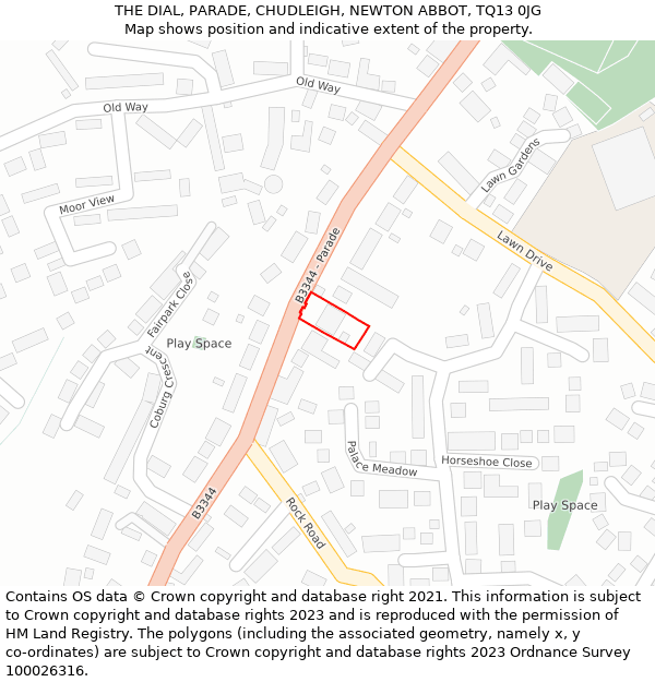 THE DIAL, PARADE, CHUDLEIGH, NEWTON ABBOT, TQ13 0JG: Location map and indicative extent of plot