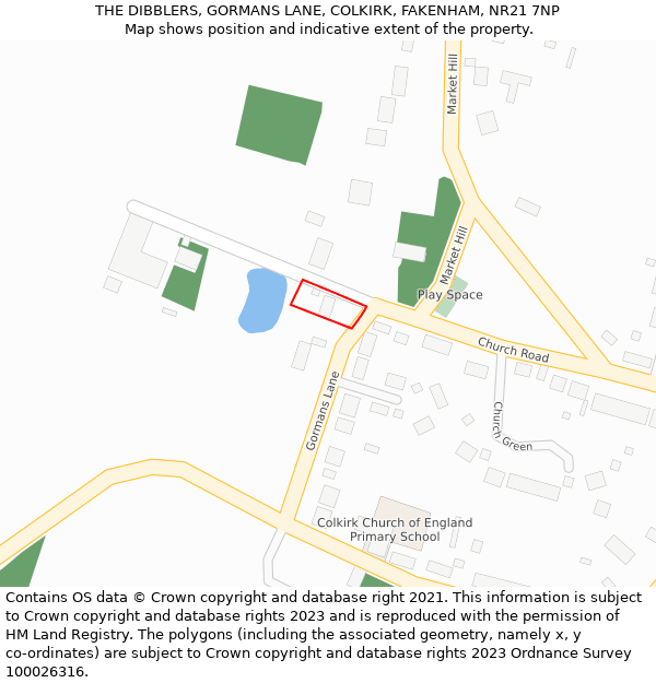 THE DIBBLERS, GORMANS LANE, COLKIRK, FAKENHAM, NR21 7NP: Location map and indicative extent of plot