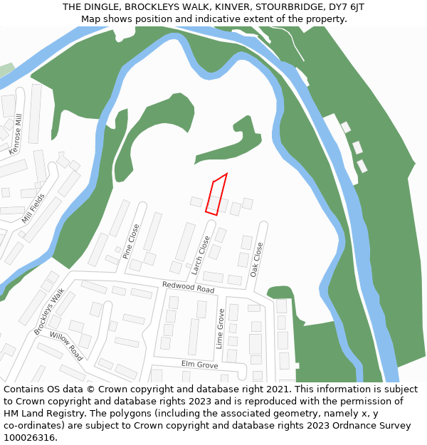 THE DINGLE, BROCKLEYS WALK, KINVER, STOURBRIDGE, DY7 6JT: Location map and indicative extent of plot