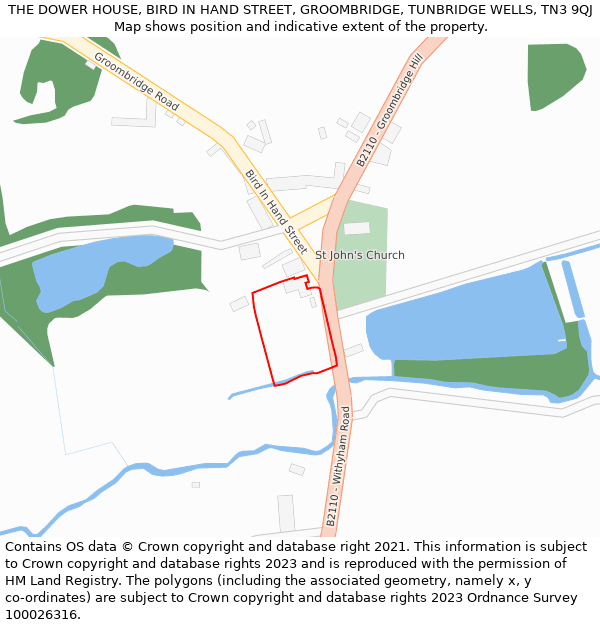 THE DOWER HOUSE, BIRD IN HAND STREET, GROOMBRIDGE, TUNBRIDGE WELLS, TN3 9QJ: Location map and indicative extent of plot