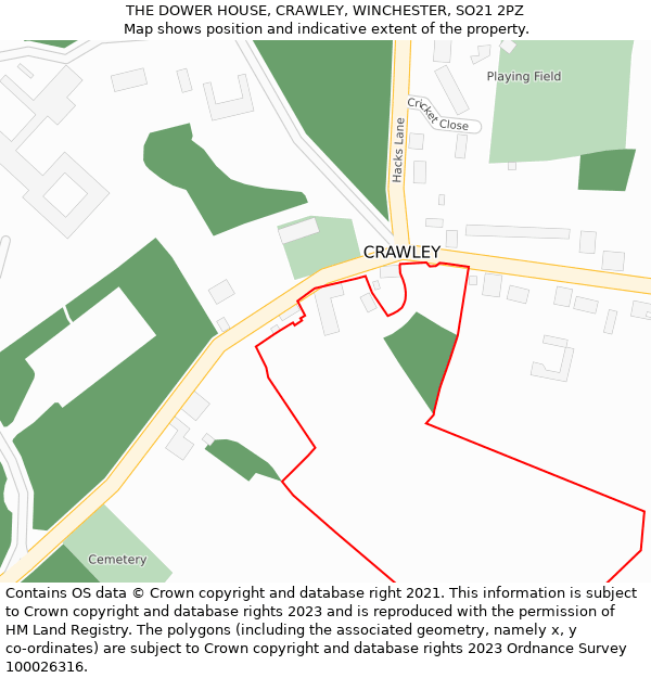 THE DOWER HOUSE, CRAWLEY, WINCHESTER, SO21 2PZ: Location map and indicative extent of plot