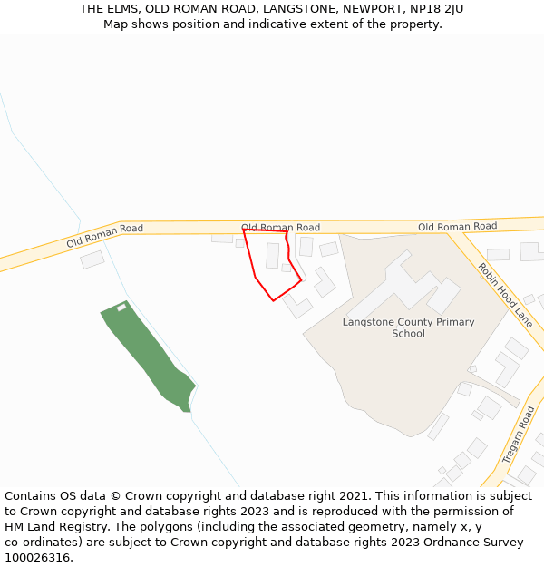 THE ELMS, OLD ROMAN ROAD, LANGSTONE, NEWPORT, NP18 2JU: Location map and indicative extent of plot