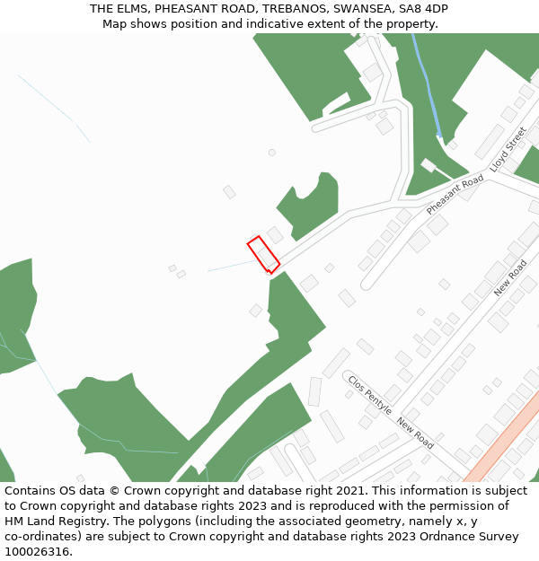 THE ELMS, PHEASANT ROAD, TREBANOS, SWANSEA, SA8 4DP: Location map and indicative extent of plot
