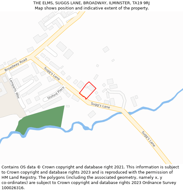 THE ELMS, SUGGS LANE, BROADWAY, ILMINSTER, TA19 9RJ: Location map and indicative extent of plot