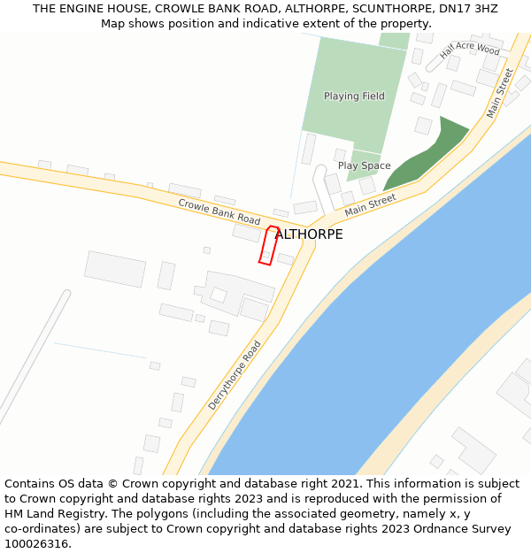 THE ENGINE HOUSE, CROWLE BANK ROAD, ALTHORPE, SCUNTHORPE, DN17 3HZ: Location map and indicative extent of plot