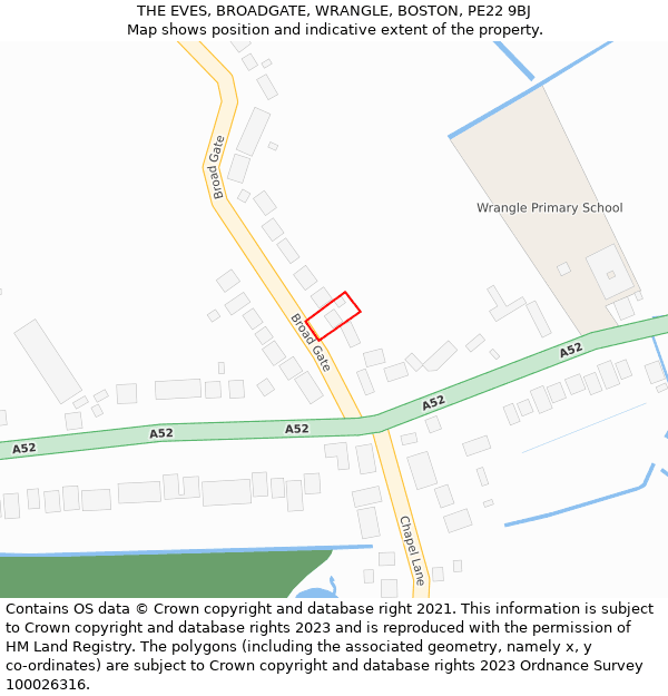 THE EVES, BROADGATE, WRANGLE, BOSTON, PE22 9BJ: Location map and indicative extent of plot