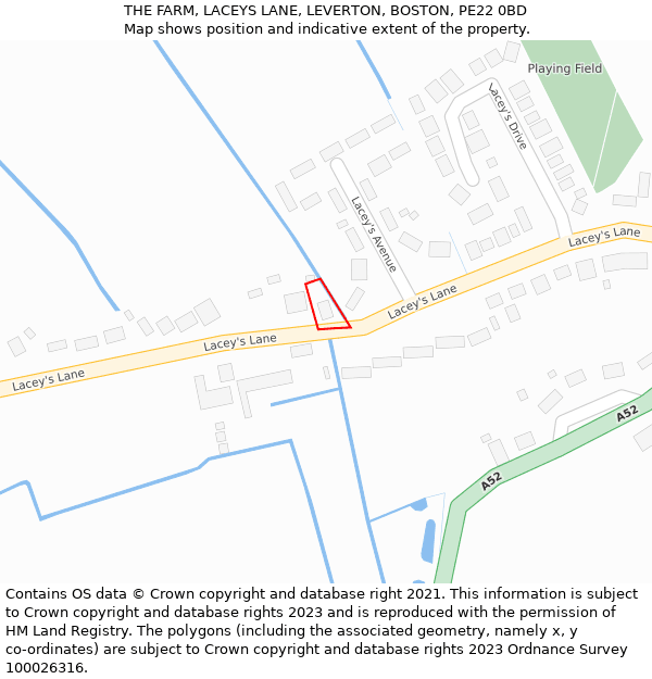 THE FARM, LACEYS LANE, LEVERTON, BOSTON, PE22 0BD: Location map and indicative extent of plot