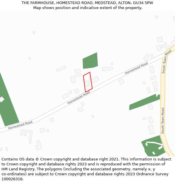 THE FARMHOUSE, HOMESTEAD ROAD, MEDSTEAD, ALTON, GU34 5PW: Location map and indicative extent of plot