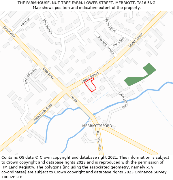 THE FARMHOUSE, NUT TREE FARM, LOWER STREET, MERRIOTT, TA16 5NG: Location map and indicative extent of plot