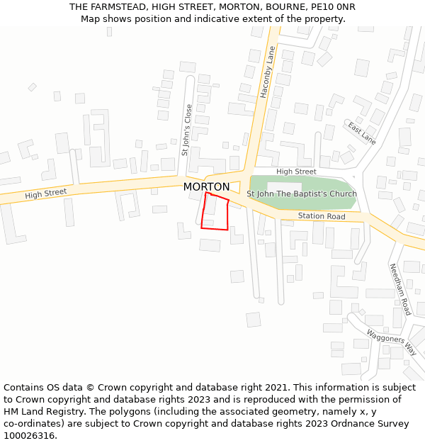 THE FARMSTEAD, HIGH STREET, MORTON, BOURNE, PE10 0NR: Location map and indicative extent of plot