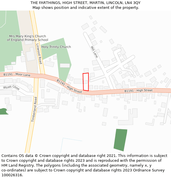 THE FARTHINGS, HIGH STREET, MARTIN, LINCOLN, LN4 3QY: Location map and indicative extent of plot