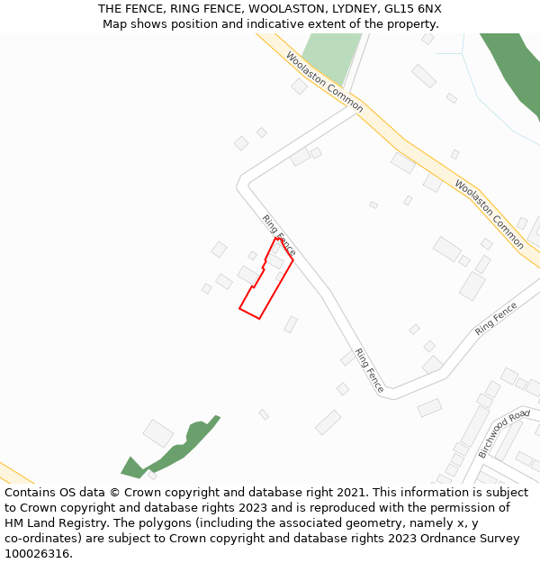 THE FENCE, RING FENCE, WOOLASTON, LYDNEY, GL15 6NX: Location map and indicative extent of plot