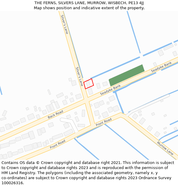 THE FERNS, SILVERS LANE, MURROW, WISBECH, PE13 4JJ: Location map and indicative extent of plot