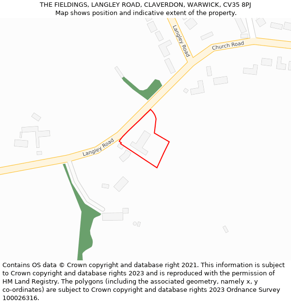 THE FIELDINGS, LANGLEY ROAD, CLAVERDON, WARWICK, CV35 8PJ: Location map and indicative extent of plot