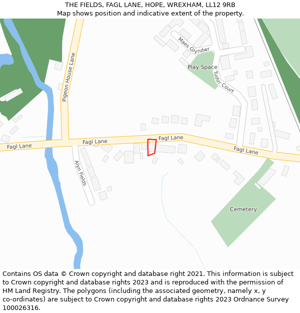 THE FIELDS, FAGL LANE, HOPE, WREXHAM, LL12 9RB: Location map and indicative extent of plot