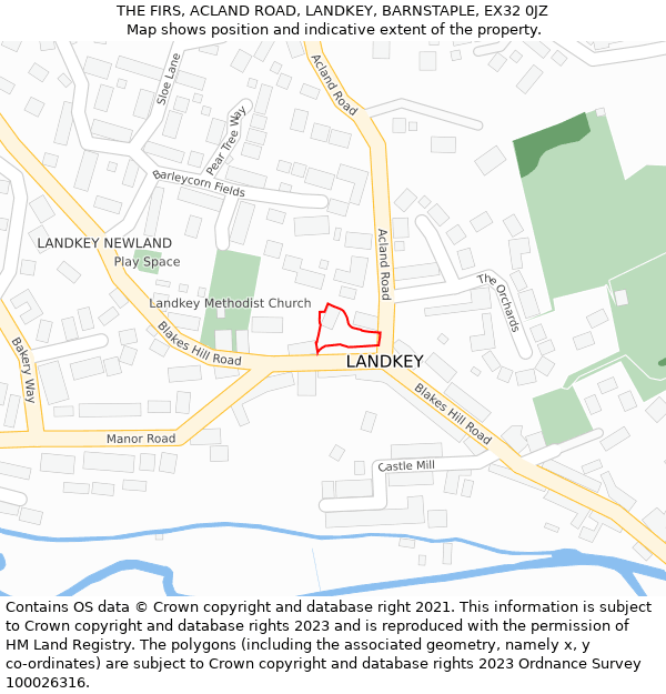 THE FIRS, ACLAND ROAD, LANDKEY, BARNSTAPLE, EX32 0JZ: Location map and indicative extent of plot
