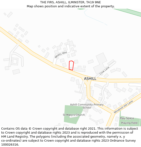 THE FIRS, ASHILL, ILMINSTER, TA19 9NE: Location map and indicative extent of plot