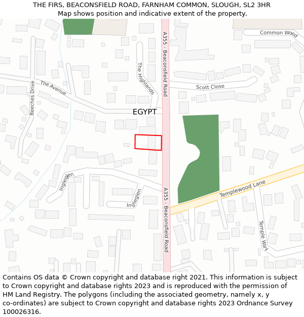 THE FIRS, BEACONSFIELD ROAD, FARNHAM COMMON, SLOUGH, SL2 3HR: Location map and indicative extent of plot