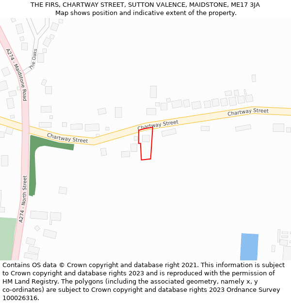 THE FIRS, CHARTWAY STREET, SUTTON VALENCE, MAIDSTONE, ME17 3JA: Location map and indicative extent of plot