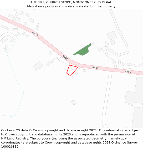 THE FIRS, CHURCH STOKE, MONTGOMERY, SY15 6AH: Location map and indicative extent of plot