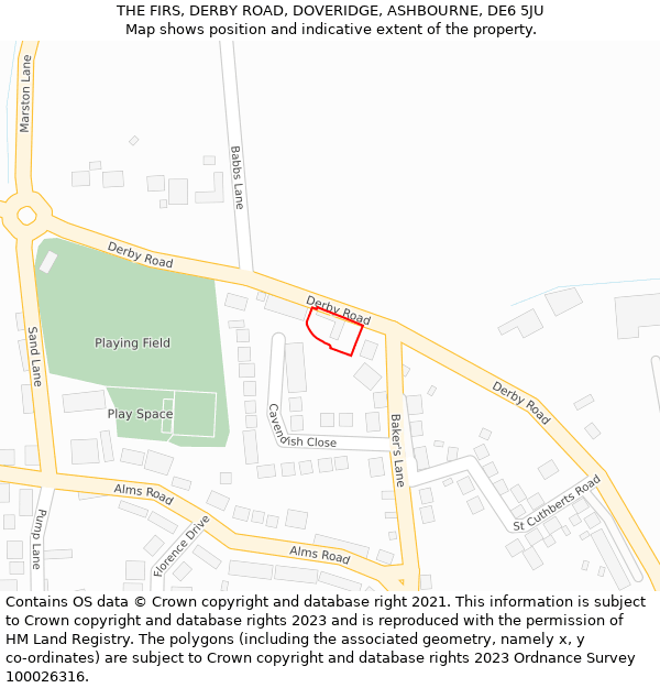 THE FIRS, DERBY ROAD, DOVERIDGE, ASHBOURNE, DE6 5JU: Location map and indicative extent of plot