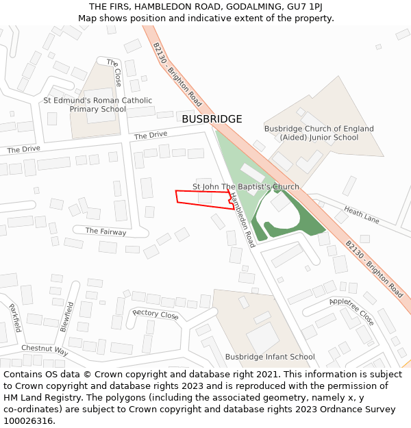 THE FIRS, HAMBLEDON ROAD, GODALMING, GU7 1PJ: Location map and indicative extent of plot