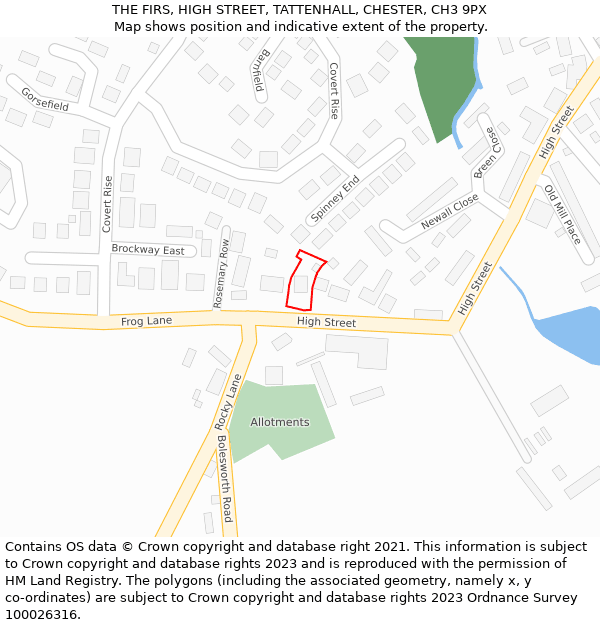 THE FIRS, HIGH STREET, TATTENHALL, CHESTER, CH3 9PX: Location map and indicative extent of plot