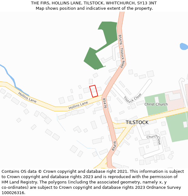THE FIRS, HOLLINS LANE, TILSTOCK, WHITCHURCH, SY13 3NT: Location map and indicative extent of plot