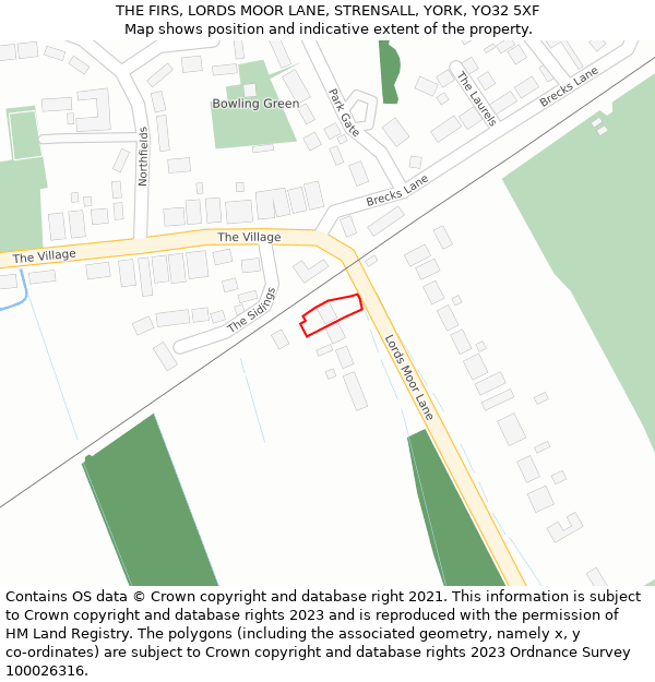 THE FIRS, LORDS MOOR LANE, STRENSALL, YORK, YO32 5XF: Location map and indicative extent of plot