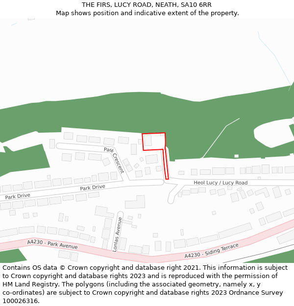 THE FIRS, LUCY ROAD, NEATH, SA10 6RR: Location map and indicative extent of plot