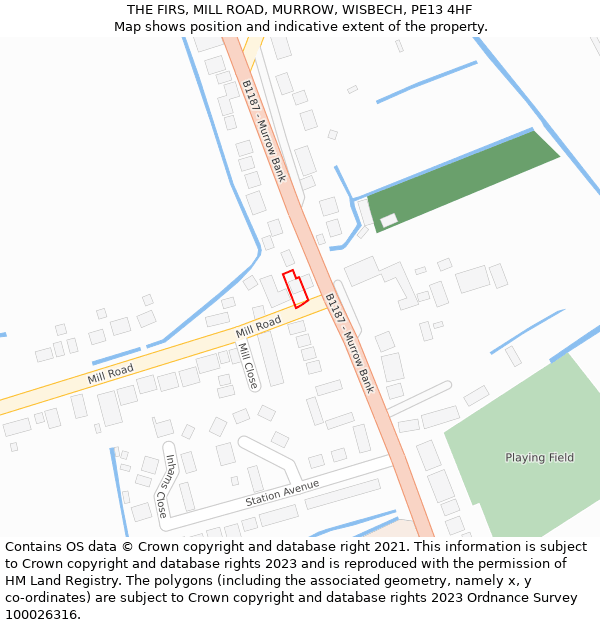 THE FIRS, MILL ROAD, MURROW, WISBECH, PE13 4HF: Location map and indicative extent of plot