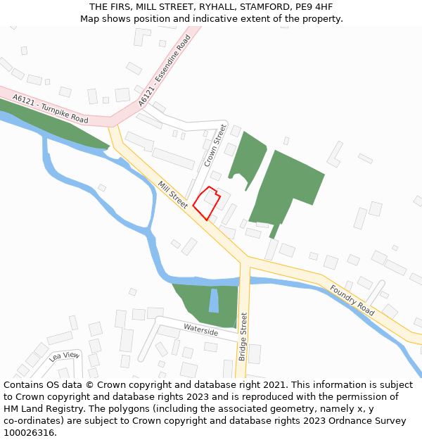 THE FIRS, MILL STREET, RYHALL, STAMFORD, PE9 4HF: Location map and indicative extent of plot
