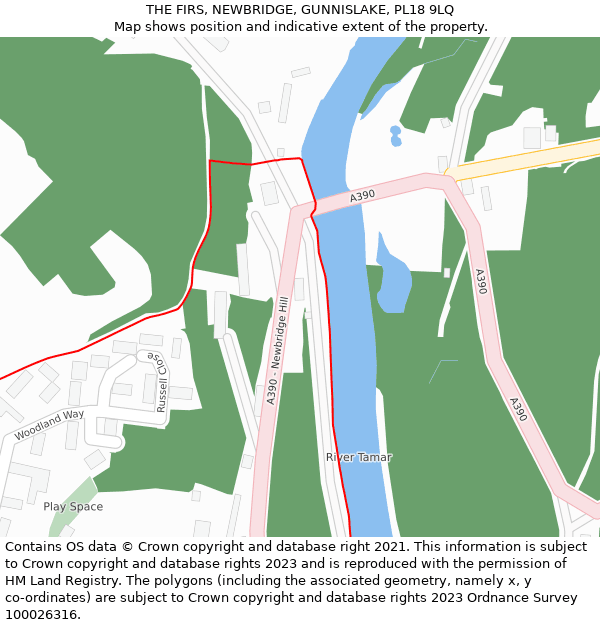 THE FIRS, NEWBRIDGE, GUNNISLAKE, PL18 9LQ: Location map and indicative extent of plot