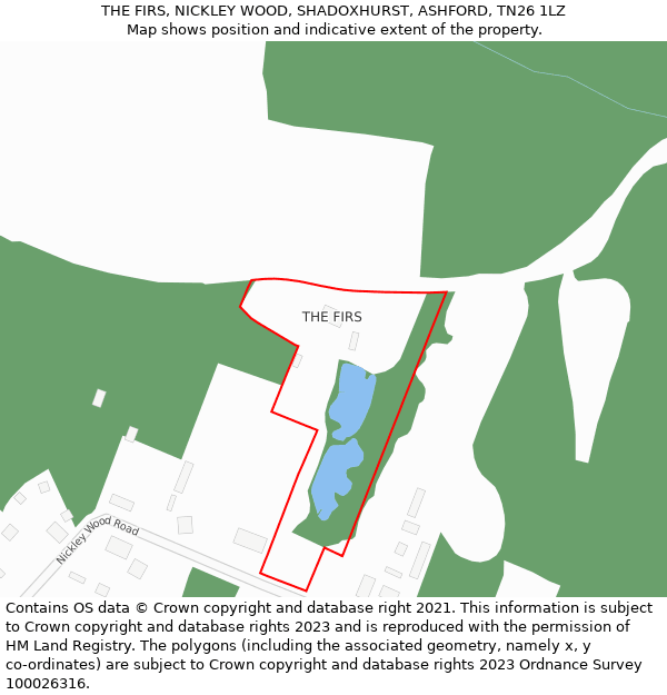 THE FIRS, NICKLEY WOOD, SHADOXHURST, ASHFORD, TN26 1LZ: Location map and indicative extent of plot