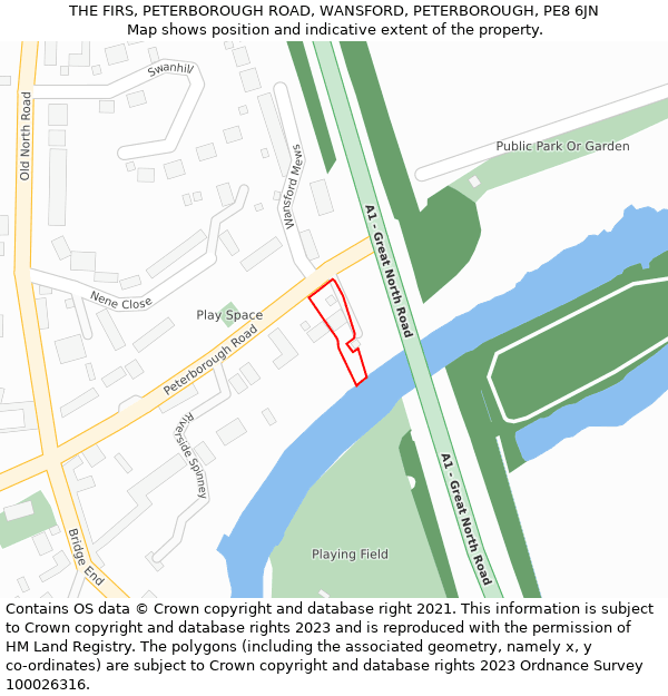 THE FIRS, PETERBOROUGH ROAD, WANSFORD, PETERBOROUGH, PE8 6JN: Location map and indicative extent of plot