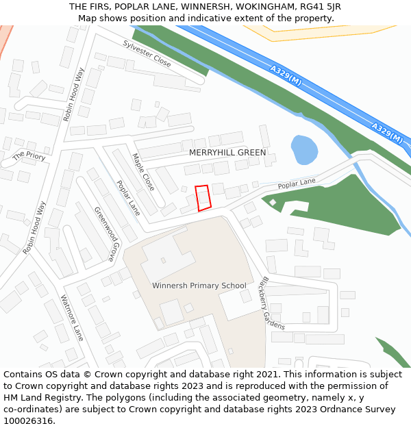 THE FIRS, POPLAR LANE, WINNERSH, WOKINGHAM, RG41 5JR: Location map and indicative extent of plot