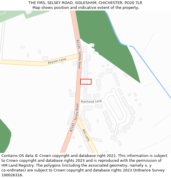 THE FIRS, SELSEY ROAD, SIDLESHAM, CHICHESTER, PO20 7LR: Location map and indicative extent of plot