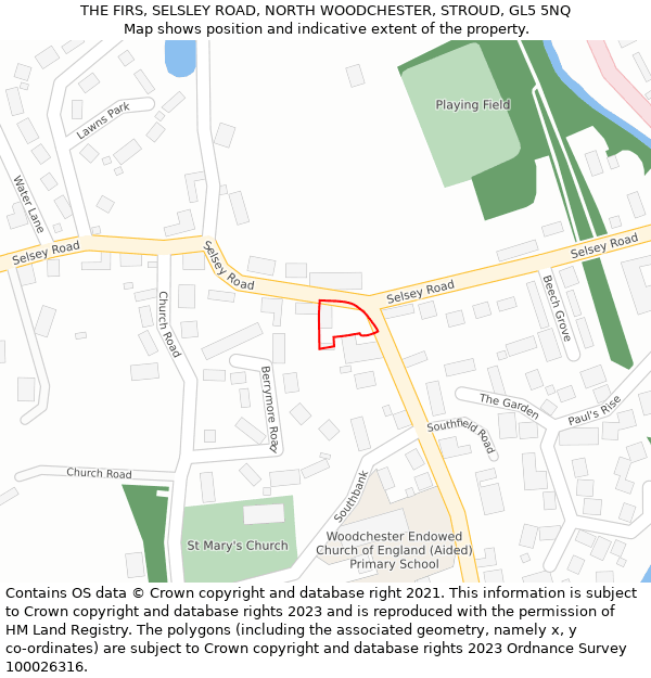 THE FIRS, SELSLEY ROAD, NORTH WOODCHESTER, STROUD, GL5 5NQ: Location map and indicative extent of plot
