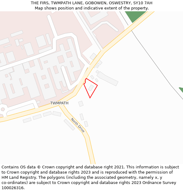 THE FIRS, TWMPATH LANE, GOBOWEN, OSWESTRY, SY10 7AH: Location map and indicative extent of plot