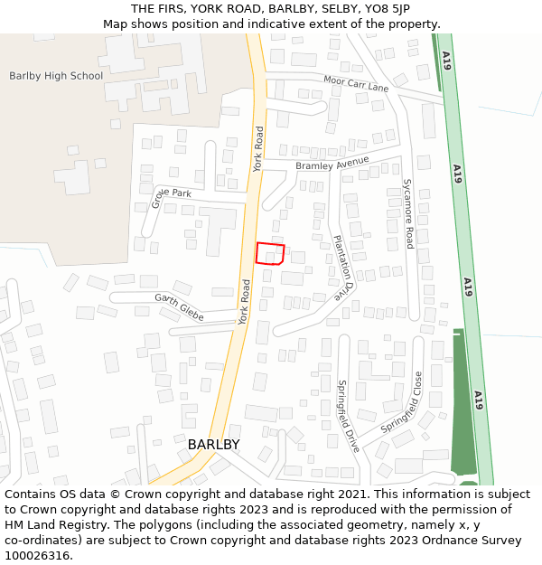 THE FIRS, YORK ROAD, BARLBY, SELBY, YO8 5JP: Location map and indicative extent of plot