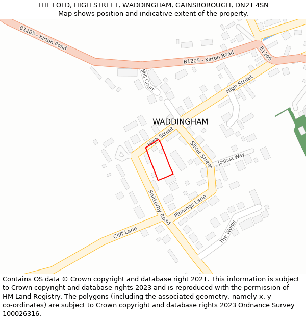 THE FOLD, HIGH STREET, WADDINGHAM, GAINSBOROUGH, DN21 4SN: Location map and indicative extent of plot