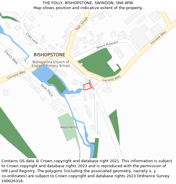 THE FOLLY, BISHOPSTONE, SWINDON, SN6 8PW: Location map and indicative extent of plot