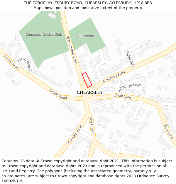 THE FORGE, AYLESBURY ROAD, CHEARSLEY, AYLESBURY, HP18 0BS: Location map and indicative extent of plot