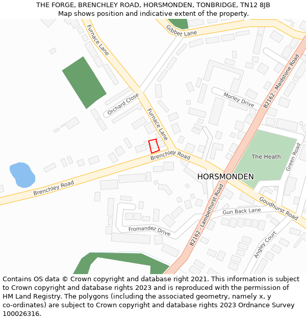 THE FORGE, BRENCHLEY ROAD, HORSMONDEN, TONBRIDGE, TN12 8JB: Location map and indicative extent of plot