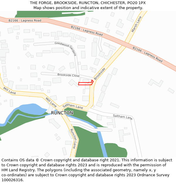 THE FORGE, BROOKSIDE, RUNCTON, CHICHESTER, PO20 1PX: Location map and indicative extent of plot