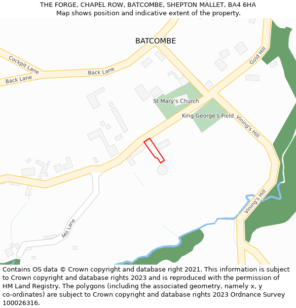 THE FORGE, CHAPEL ROW, BATCOMBE, SHEPTON MALLET, BA4 6HA: Location map and indicative extent of plot