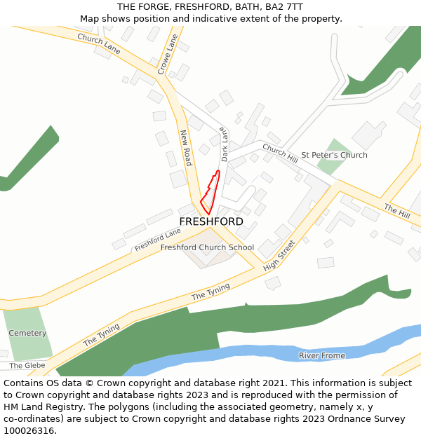 THE FORGE, FRESHFORD, BATH, BA2 7TT: Location map and indicative extent of plot